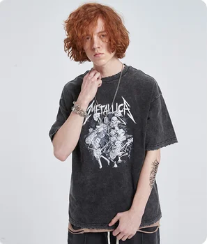 Artie vyrų | nauja vasaros roko tamsiai trumpomis rankovėmis T-shirt high street Harajuku stilius, spausdinta vyriški medvilniniai T-shirtf 5
